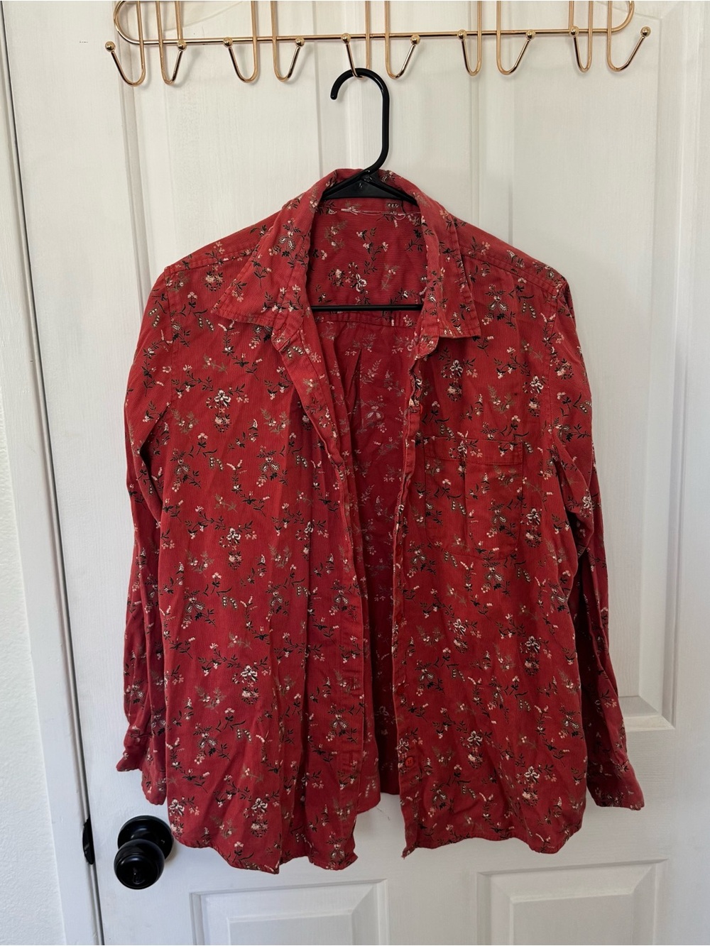 Floral Button-Front Jean Jacket in Rust